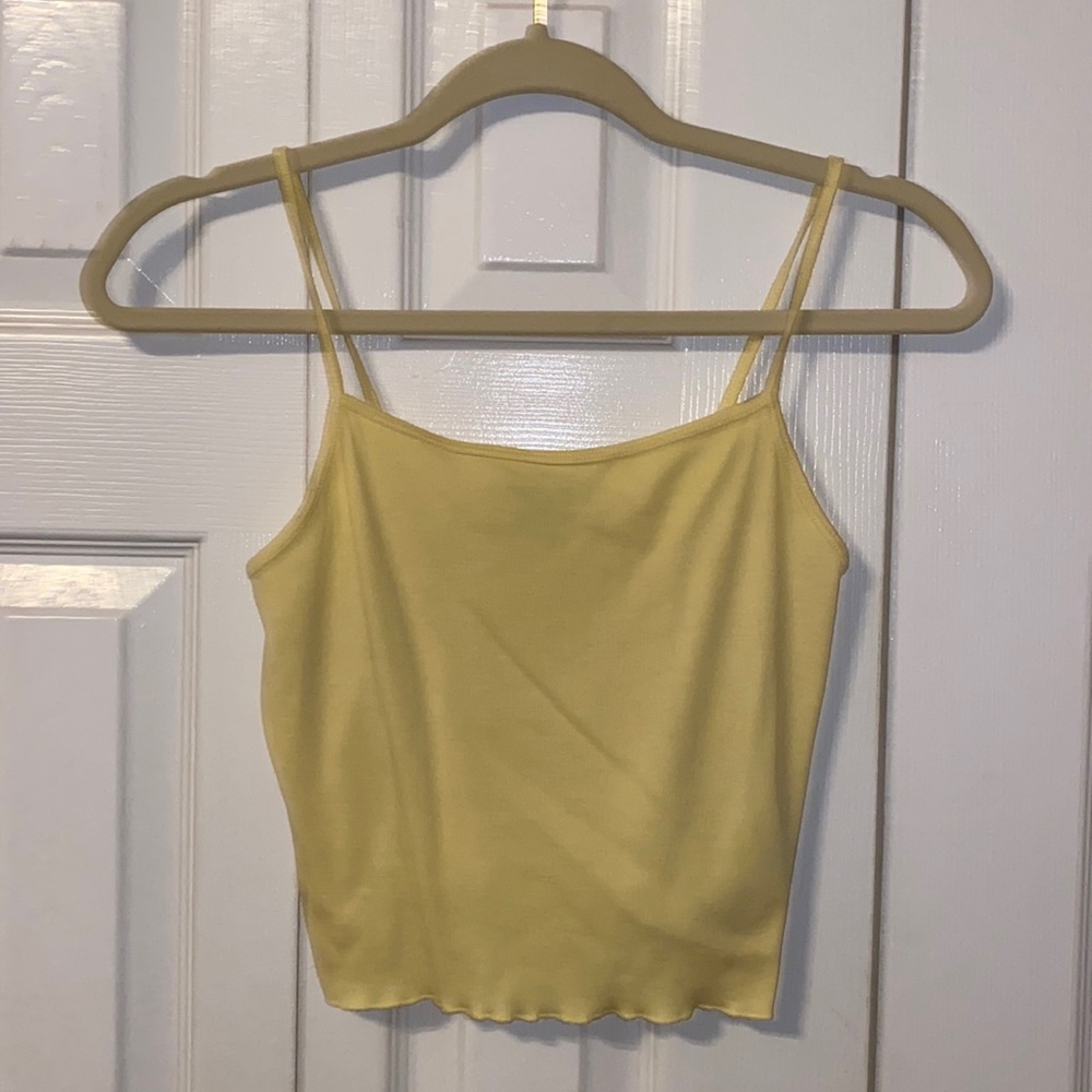 Forever 21 Yellow Crop Top with Ruffled Bottom